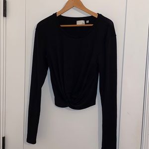 Black long sleeve tie top